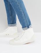 Fred Perry Hughes Mid Height Canvas Sneakers In White - White