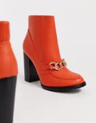 Co Wren Block Heeled Boots With Chain Detail
