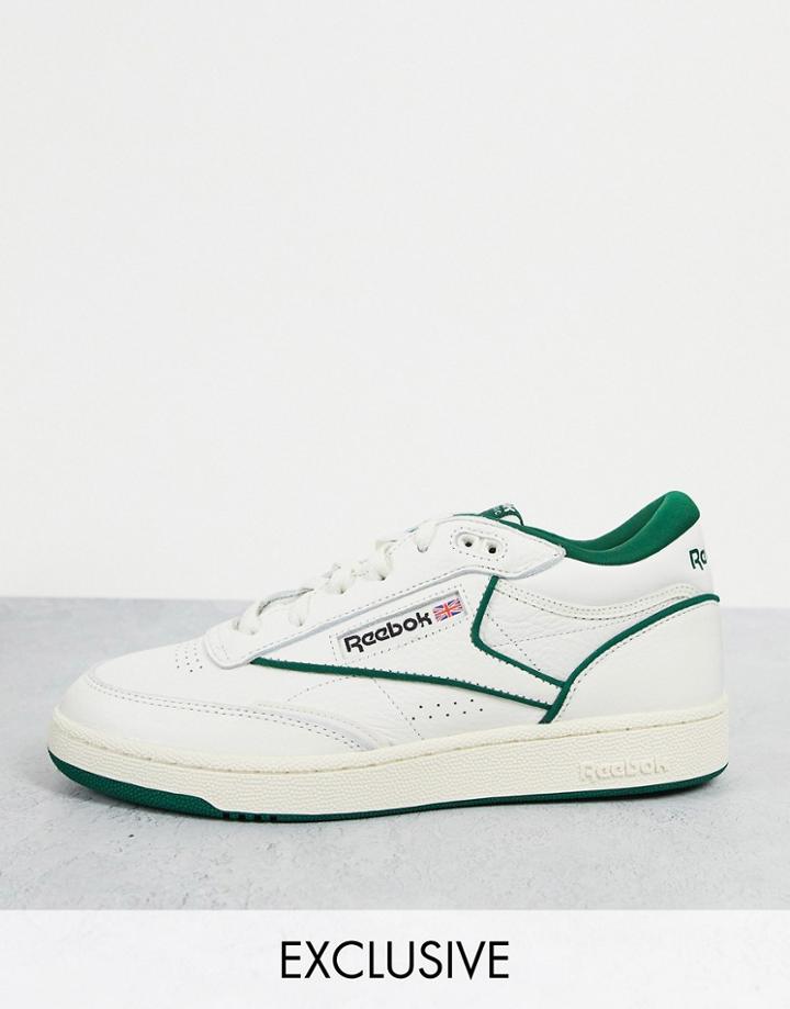 Reebok Club C Mid Ll Sneakers In Chalk And Green - Exclusive To Asos-white