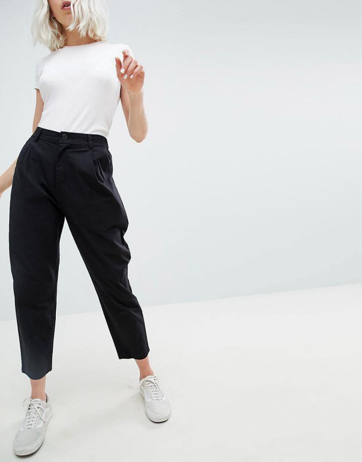 Asos Design Peg Pants In Washed Black - Black