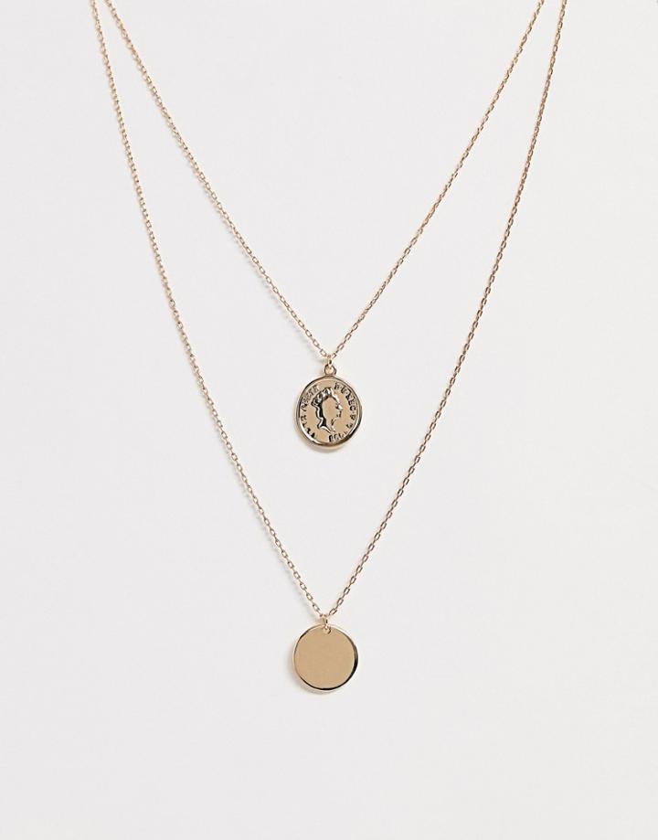 Johnny Loves Rosie Duo Layered Circle Pendant Necklace - Gold