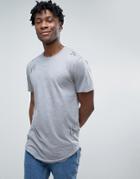 Only & Sons Distressed T-shirt With Curved Hem - Gray