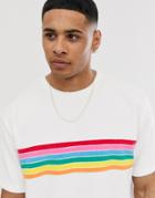 Asos Design Relaxed T-shirt With Stripe Chest In Towelling-white