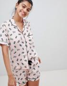 New Look Cactus Shirt And Short Pyjama Set - Pink