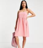 Pieces Petite Textured Mini Cami Smock Dress In Pink