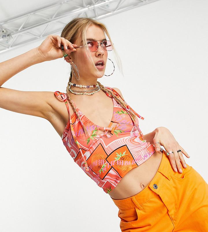 Asyou Tie Cami In Print-multi