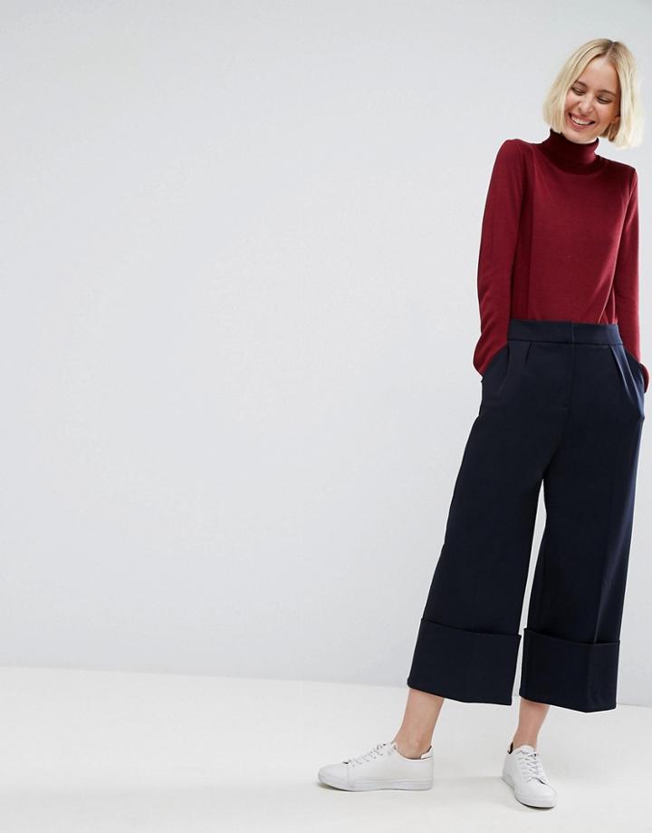 Asos Tailored Deep Hem Culotte - Navy