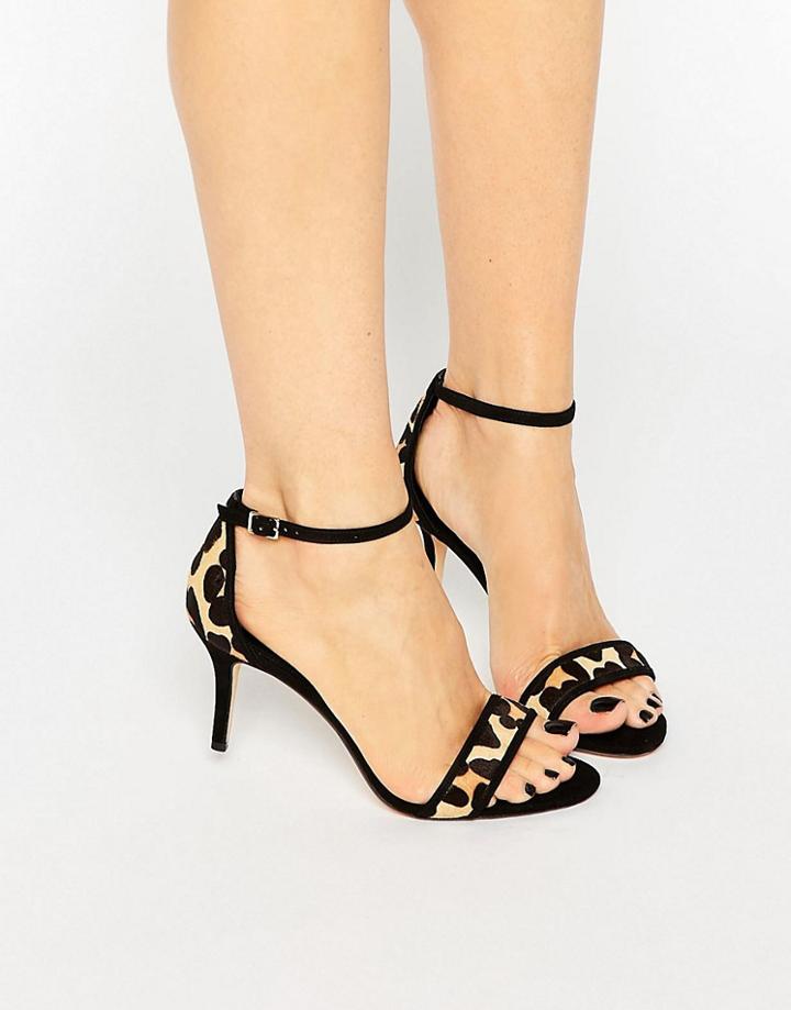Dune Maria Leopard Pony Ankle Strap Mid Heeled Sandals - Multi