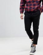 Jack & Jones Cropped Smart Slim Fit Pants With Drawstring Waist - Black