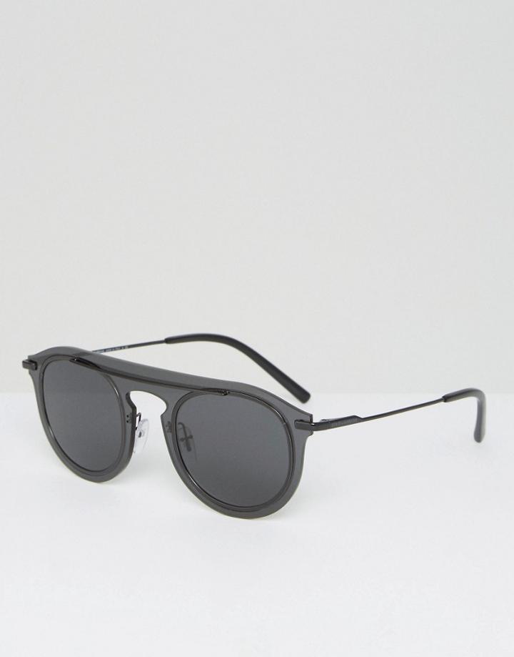 Dolce & Gabbana Flat Lens Round Sunglasses - Black