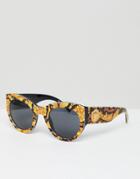 Versace Cat Eye Sunglasses With Scarf Print - Black