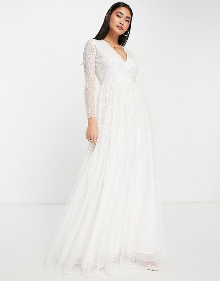 Y.a.s Bridal Embellished Sequin Dress With Full Skirt In White