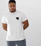 Asos Design Plus Valentines T-shirt With Heart Chest Print - White