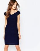 Lipstick Boutique Ava Off Shoulder Bandage Dress - Navy Bandage