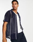 Another Influence Stripe Shirt In Navy