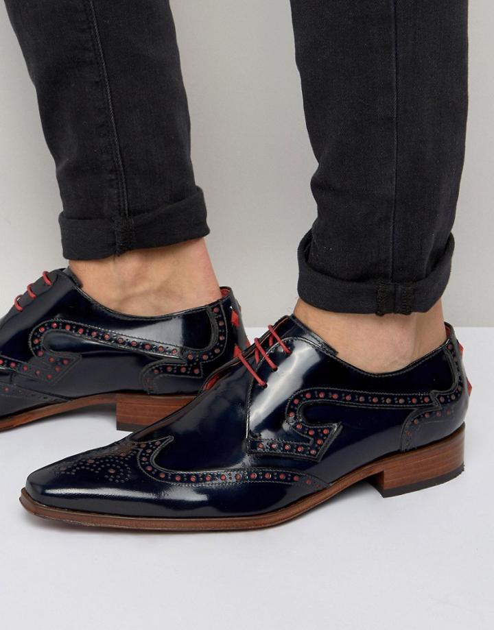 Jeffery West Yardbird Leather Derby Brogues - Navy
