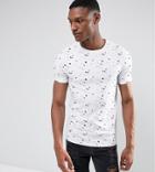 Asos Design Tall Muscle T-shirt With Splatter Print - White