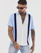 Asos Design Regular Fit Cut & Sew Shirt In Light Blue