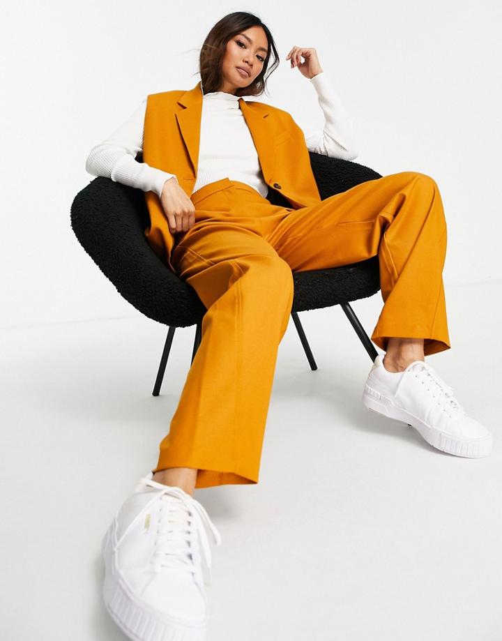 Selected Femme Recycled Tailored Suit Pant In Orange - Part Of A Set