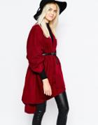 Monki Winter Red Cape - Wine Red