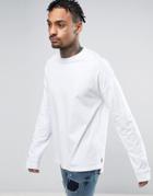 Asos Oversized Long Sleeve T-shirt With Wide Sleeve And Cuff In White - White