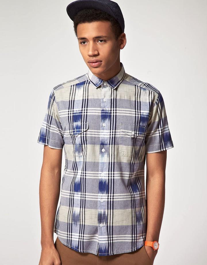 Asos Short Sleeve Check Shirt - White