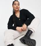 Brave Soul Plus Daisy Boxy Cardigan-black
