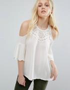 Hollister Lace Cold Shoulder Top - White
