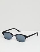 Asos Design Mini Retro Sunglasses In Matt Black With Smoke Lens - Black