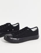 Jack & Jones Canvas Sneakers In Mono Black