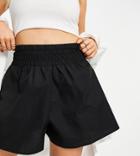 Asos Design Petite Flippy Cotton Shorts With Shirred Waist In Black