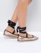 Asos Jerry Tie Leg Ballet Espadrilles - Gold