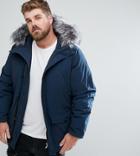 Devils Advocate Plus Premium Parka With Japanese Faux Fur Hood Coat - Navy