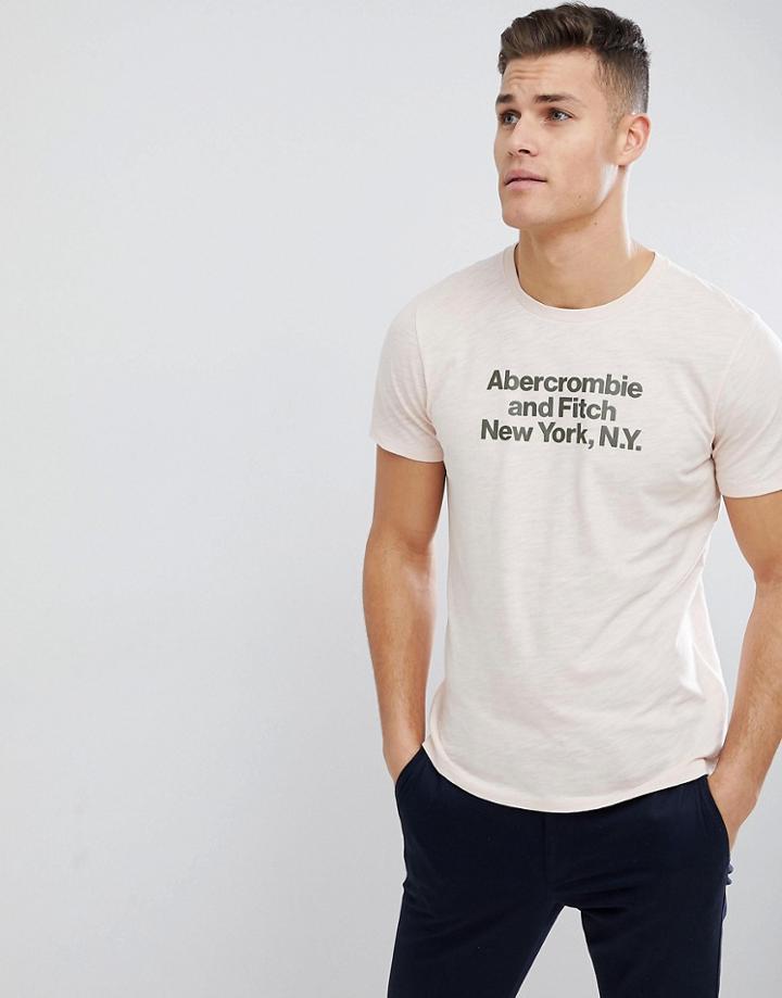Abercrombie & Fitch Address Logo Print T-shirt In Pink - Pink