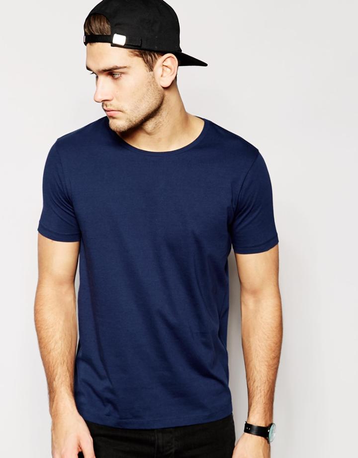 Asos Slim Fit T-shirt With Crew Neck - Navy