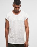 Asos Super Longline Oversized Sleeveless T-shirt With Scoop Hem In Linen Look
