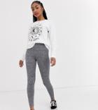 Asos Design Petite Legging In Gray Heather-grey