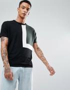 Asos Oversized Knitted T-shirt In Color Block Design-black