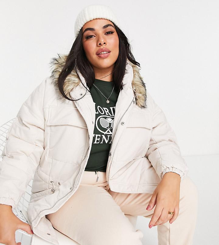 Simply Be Parka Coat In Stone-neutral