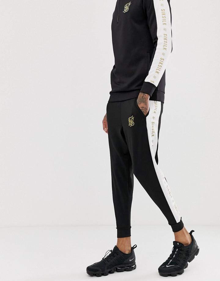 Siksilk Sweatpants In Black With Side Stripe - Black