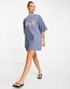 Asos Design Oversized T-shirt Dress With F*k It Logo In Charcoal-gray
