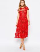 Body Frock Poppy Lace Midi Dress In Scarlet - Scarlet
