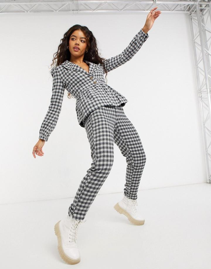 Heartbreak Tailored Peg Leg Pants In Black And White Plaid-multi