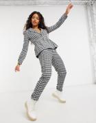 Heartbreak Tailored Peg Leg Pants In Black And White Plaid-multi