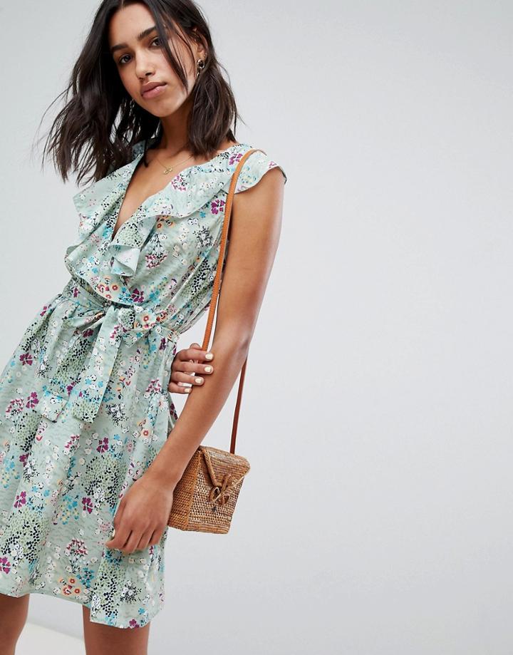 Lavand Floral Wrap Dress-multi