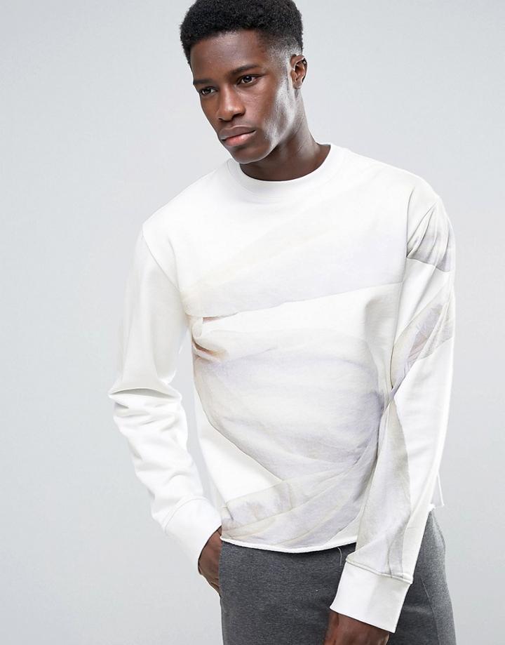 Weekday Press Gate Printed Sweatshirt - White