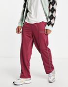 Mennace Straight Leg Sweatpants In Burgundy With Off-white Side Stripe-red