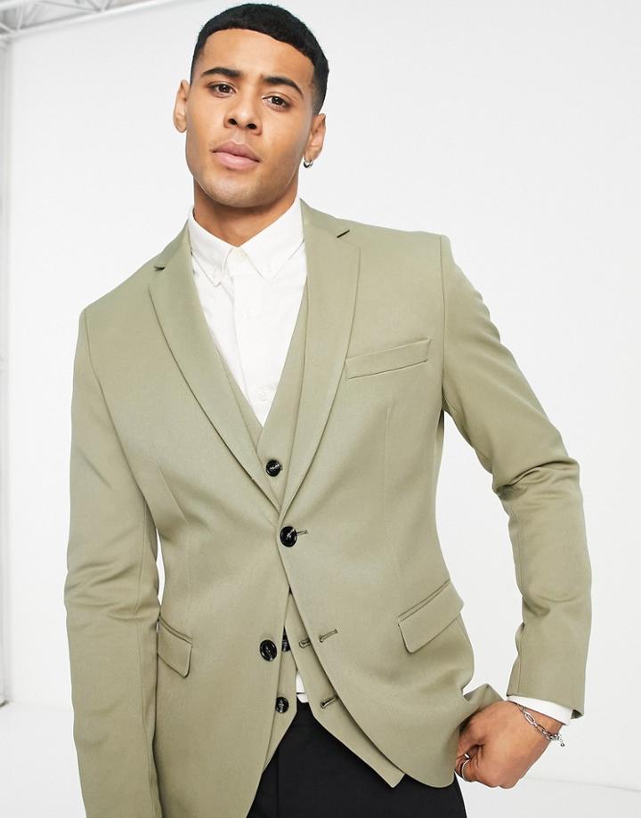 Selected Homme Skinny Suit Jacket In Light Khaki-green