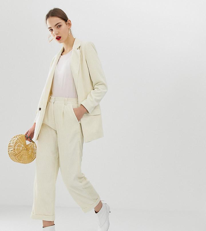 Moss Copenhagen Tailored Pants In Corduroy Two-piece - Cream