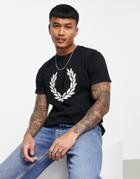 Fred Perry Flocked Laurel Wreath T-shirt In Black